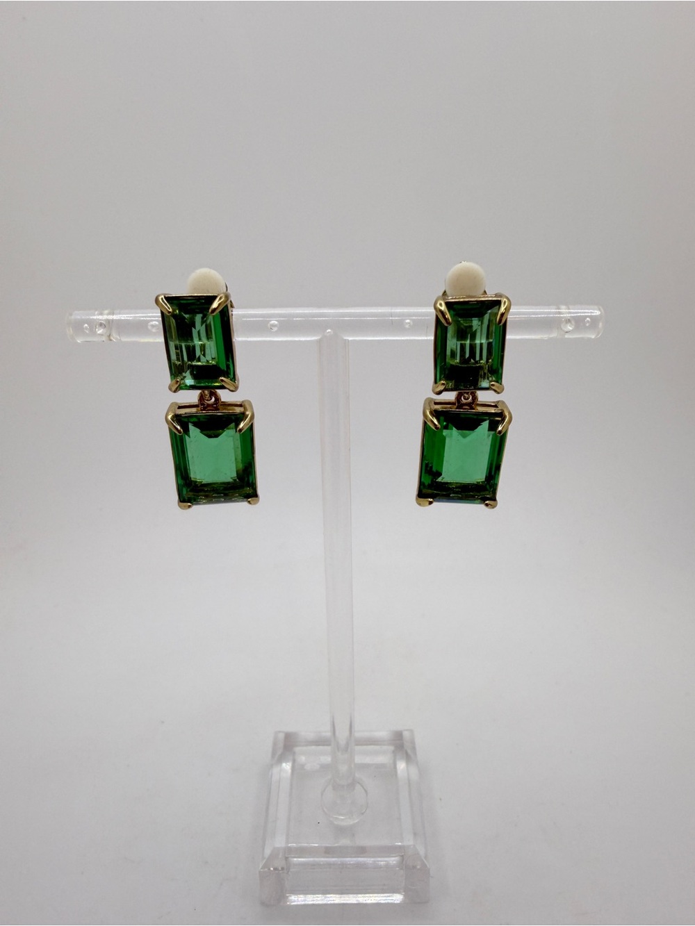 Heidi Daus "HOT ROCKS" Erinite Glass and gold tone CLIP ON earrings! - Picture 7 of 14